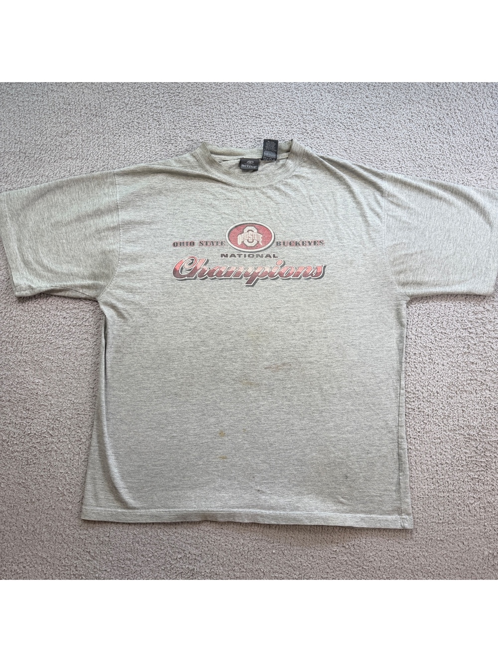 Vintage 2002 Ohio State Buckeyes National Champs T-Shirt Gray XXL NCAA Football